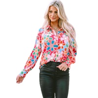 Azura Exchange Floral Print Bubble Sleeve Shirt - S thumbnail