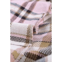 Azura Exchange Pink Geometric Plaid Print Pocketed Shacket - M thumbnail