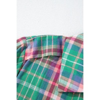 Green Checkered 3/4 Sleeve Collared Loose Fit Shirt - M thumbnail