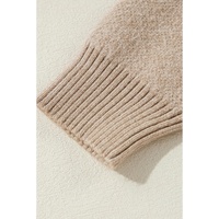 Parchment Flower Pattern Ribbed Trim Crew Neck Sweater - L thumbnail