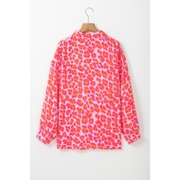 Rose Leopard Printed Button Up Loose Shirt - XL thumbnail