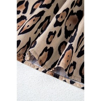 Light French Beige Oversized Leopard Print Balloon Sleeve Casual Shirt - 2XL thumbnail
