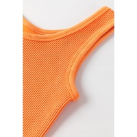 Grapefruit Orange Ribbed Seamless Cropped Tank Top - L thumbnail