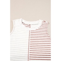 Brown Stripe Colorblock Loose Tank Top - L thumbnail