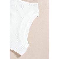 White Contrast Seams Ribbed Tank Top - XL thumbnail