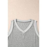 Gray Ribbed V Neck Tank - M thumbnail