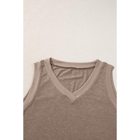 Simply Taupe Ribbed V Neck Tank - L thumbnail