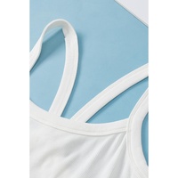 White Athletic Ribbed Cropped Cami Top - L thumbnail