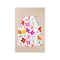 White Cute Floral Print Vest - S thumbnail
