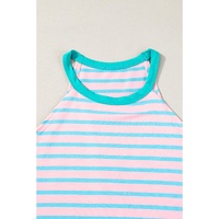 Pink Stripe Round Neck Tank Top - L thumbnail