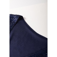 Dirty blue Sequined Deep V Neck Buttoned Tank Top - L thumbnail