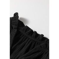 Black Ruffled Shoulder V Neck Shift Tank Top - M thumbnail