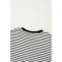 Black Stripe Chest Pocket Patch Round Neck Tank Top - L thumbnail