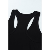 Black Scoop Neck Basic Solid Tank Top - L thumbnail