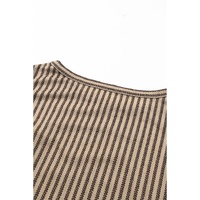 Khaki Striped Crew Neck Ruffled Tank Top - M thumbnail