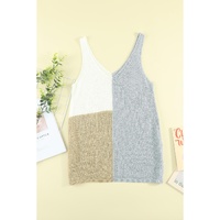 Gray Color Block Knitted Tank Top - 2XL thumbnail