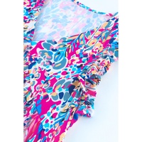 Boho Pattern Print Flounce V Neck Tank Top - S thumbnail