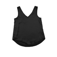Black Deep V Neck Loose Tank Top - L thumbnail