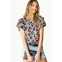 Azura Exchange Leopard Print Ruffled Blouse - XL thumbnail