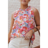 Multicolor Floral Print Relaxed Tank Top - L thumbnail
