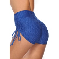 Blue Butt Lifting High Waist Yoga Shorts - L thumbnail
