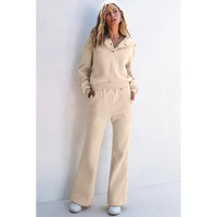 Parchment Solid Color Hoodie and High Waist Pants Two Piece Activewear - 2XL thumbnail