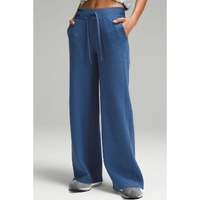 Sail Blue Drawstring High Waist Wide Leg Pocketed Sweatpants - 2XL thumbnail
