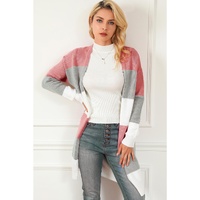 Green Colorblock Stripe Open-Front Cardigan - M thumbnail