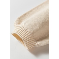 Apricot Pleated Sleeve Hollow Detail Button Sweater Cardigan - L thumbnail