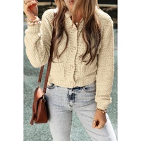 Oatmeal Pearl Buttons Popcorn Textured Sweater Cardigan - L thumbnail