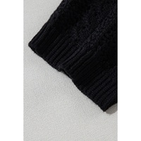 Black Hollow Out Knit Drop Shoulder Open Front Cardigan - L thumbnail