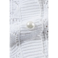 White Frenchy Hollow Out Knitted V Neck Cardigan - S thumbnail