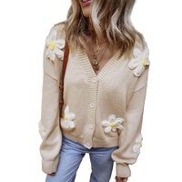 Parchment Elegant Flower Decor Button Front Cardigan - L thumbnail