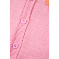 Pink Cute Knitted Floral Pattern Button Up Cardigan - S thumbnail