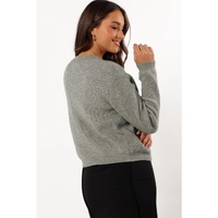 Philippine Gray Ribbed Knit Bow Front Buttoned Cardigan - L thumbnail