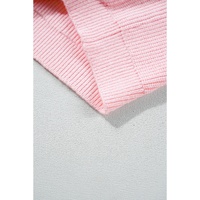 Pink Ribbed Knit Scalloped Edge Side Pockets Buttoned Cardigan - L thumbnail