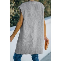 Gray Basic Vest Cardigan Sweater - L thumbnail