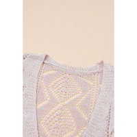Azura Exchange Khaki Hollow-out Openwork Knit Cardigan - S thumbnail