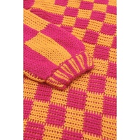 Azura Exchange Multicolor Open Front Mixed Checkered Pattern Knit Cardigan - L thumbnail