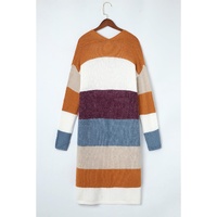 Azura Exchange Multicolor Colorblock Open Front Long Knit Cardigan - S thumbnail