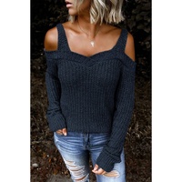Dark Blue Dew Shoulder Juliette Knitted Sweater - M thumbnail