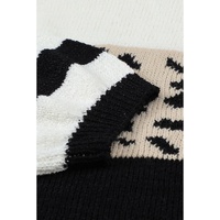Slouchy Drop-shoulder Leopard Striped Colorblock Sweater - S thumbnail