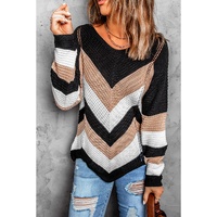 Black Chevron Colorblock Knit Sweater - S thumbnail