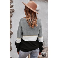 Gray Colorblock V Neck Sweater - 2XL thumbnail