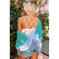 Azura Exchange Eyelet Long Sleeve Twisted Back Knit Top - M thumbnail