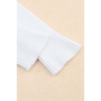 White Cable Crossed V Neck Sweater - M thumbnail