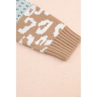 Multicolor Leopard Striped Mix Pattern Knit Crochet Sweater - L thumbnail