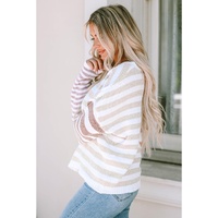 Stripe Blocked Drop Shoulder Slouchy Sweater - M thumbnail