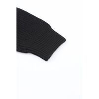 Black Ribbed Knit V Neck Sweater - L thumbnail