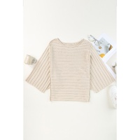 Apricot Exposed Seam Ribbed Knit Dolman Sweater - S thumbnail